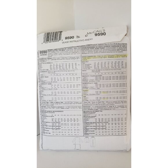 Vintage McCall's 9590 Sewing Pattern: Misses' Duster, - Picture 8 of 10